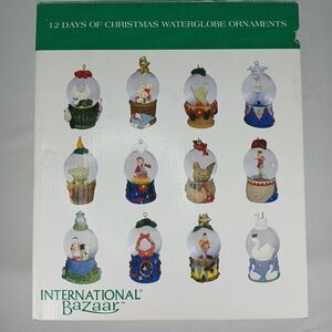 International Bazaar 12 Days of Christmas Waterglobe Ornaments Complete Set